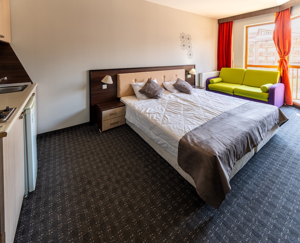Studio apartment interior at Bansko Mountain Homes, Bulgaria